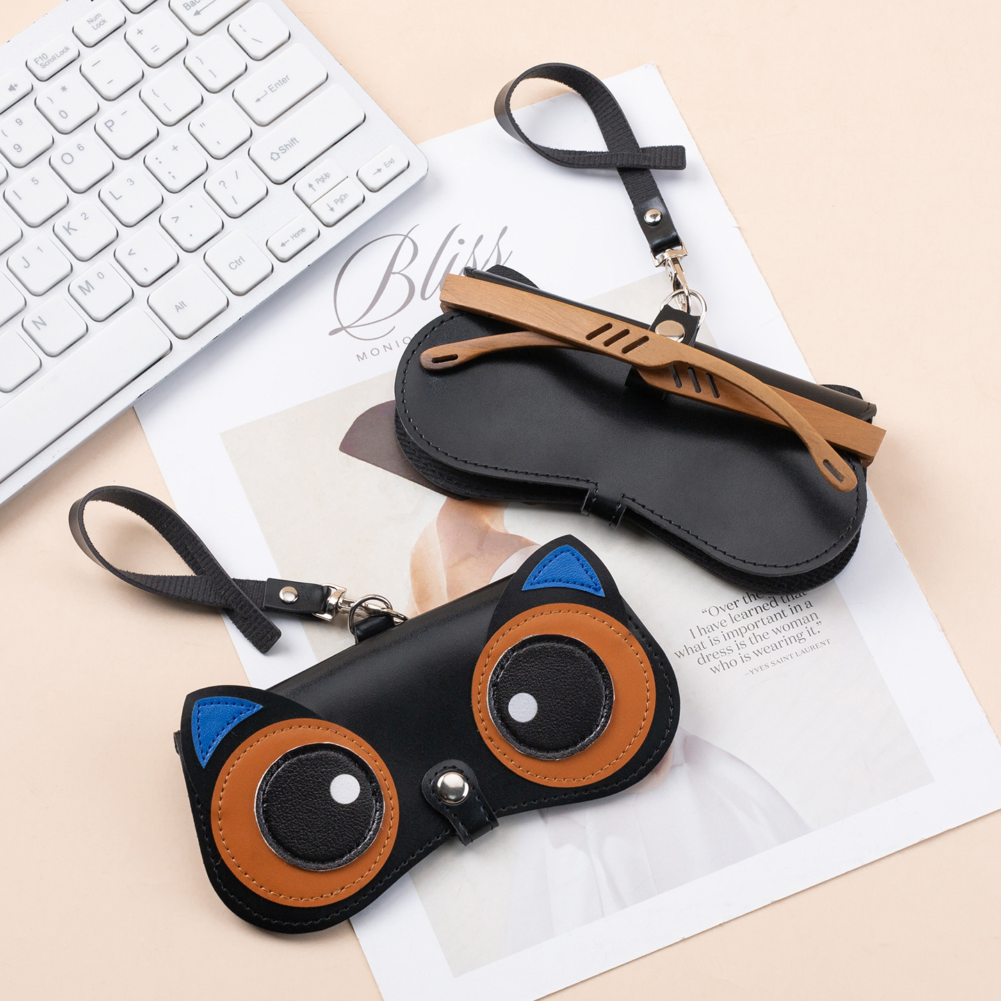 Paquete de gafas de personalidad transfronterizas fuera de la calle paquete de gafas de ojos colgantes caja de gafas de sol clip de gafas caja de gafas Pu paquete de gafas de sol