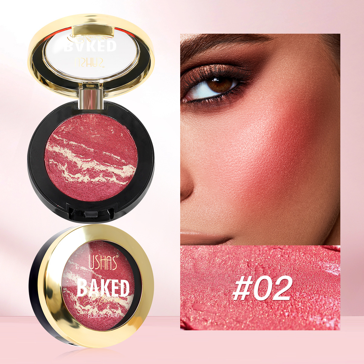 USHAS Transfronterizo Amazon Hot Sale Blush Waterproof Durable Gradient Blush UF061A + B