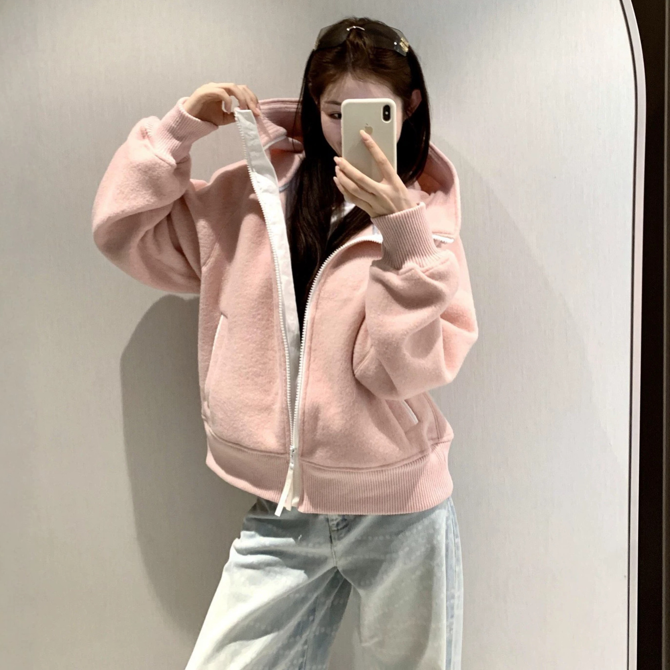 正确版鹅家飞行员连帽外套男女同款双面夹克上衣秋冬保暖长袖代发