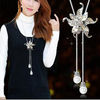 Long universal sweater with tassels, demi-season fashionable clothing, necklace from pearl, pendant, decorations, South Korea