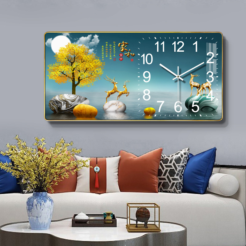 Nuevo reloj de pared horizontal rectangular reloj de sala de estar moda doméstica en línea calendario silencioso LED calendario perpetuo reloj de pared