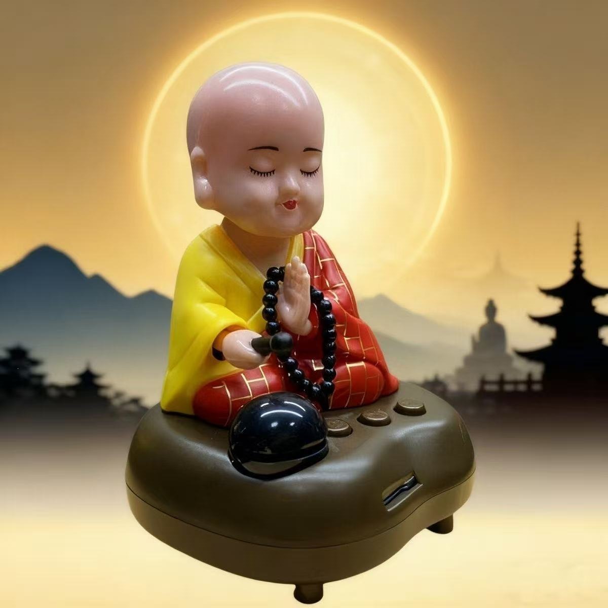 Rechargeable Little Monk Automatic Nodding Doll Solar-Powered Car Decoration Gift