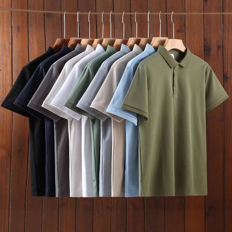210g Solid Color Solona Polo Short-Sleeved Men's Polo Shirt Men's Short-Sleeved T-Shirt Business Lapel Versatile Basic Style