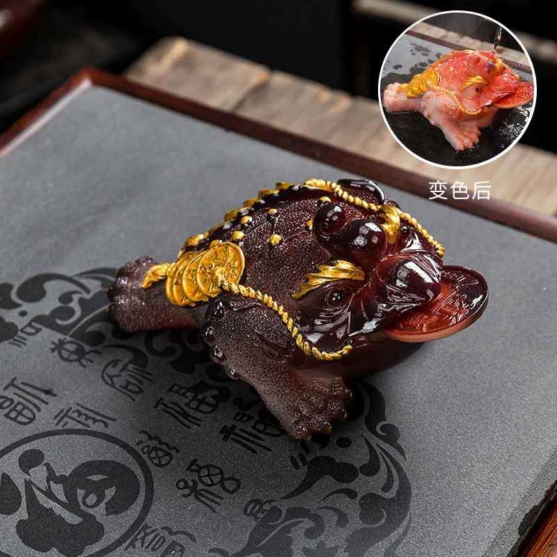 Калейдоскопический сувенир Golden Toad Tea Pet с меняющим цветом, декоративная поднос для чая, варианты малый и большой