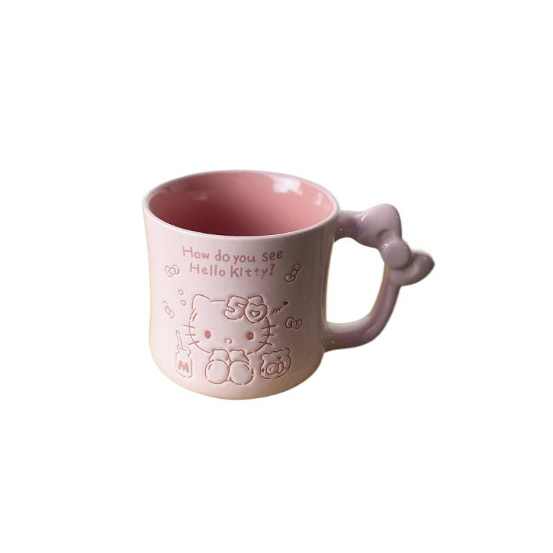 Cute taza de marca kt esmaltada taza de cerámica de color de dibujos animados taza de agua de oficina de niñas dormitorio taza de agua