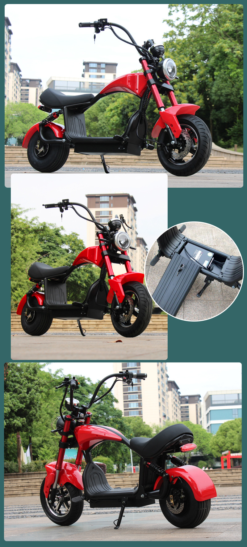 Dingzun Exports Little Prince Harley Electric Car Electric Motorcycle Scooter Battery Car Wide Tire Adult Retro