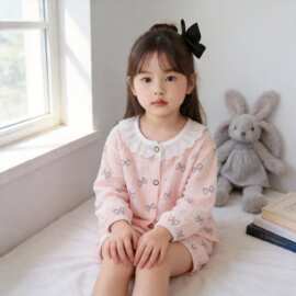 婴幼儿公主风长袖开衫童装洋气宝宝家居服批发