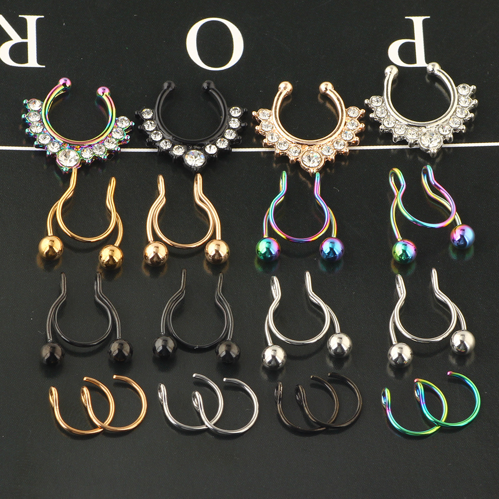 Stainless Steel Nose Ring Clip Set - Fake Piercing Nose Hoop 18Pcs Combo Wholesale detail image 9