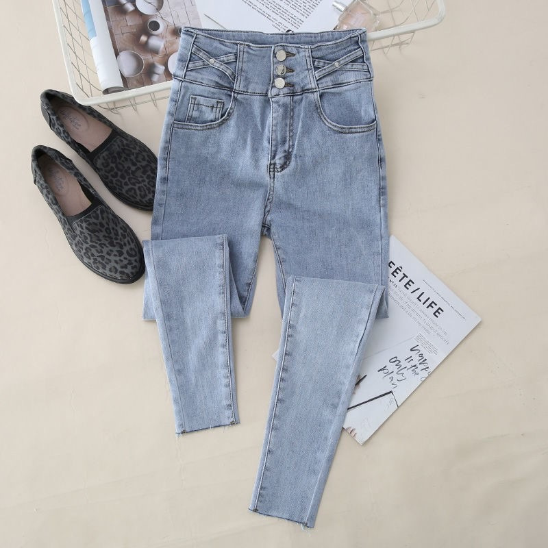 Super High Waist Jeans Women's Cool All-match Tight Slimming Pencil Nine-foot Pants for Autumn and Winter 2023