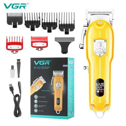 VGR092 Metal Cross-border Oil Head Haircutting Salon Swing Arm Micro Styling Hair Cutter with LCD Digital Engraving Electric Razor