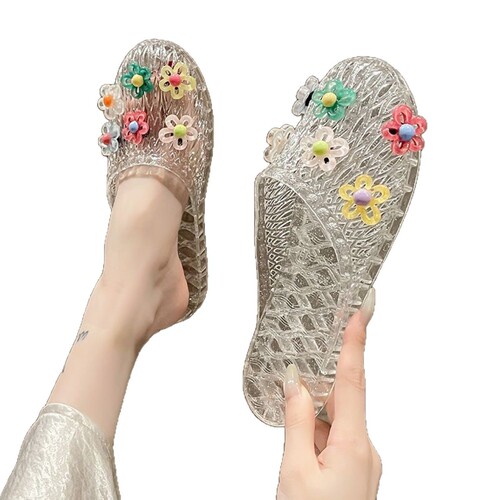 New jelly soft soled bathroom slippers women's summer indoor anti-slip bath massage plastic wear-resistant crystal home sandals