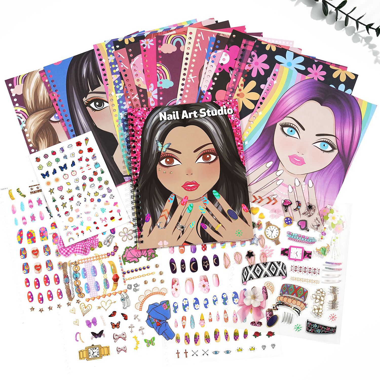 New Children's Sticker Activity Book Set Nail Design Book Girls Coloring Makeup Nail Art Sticker Book