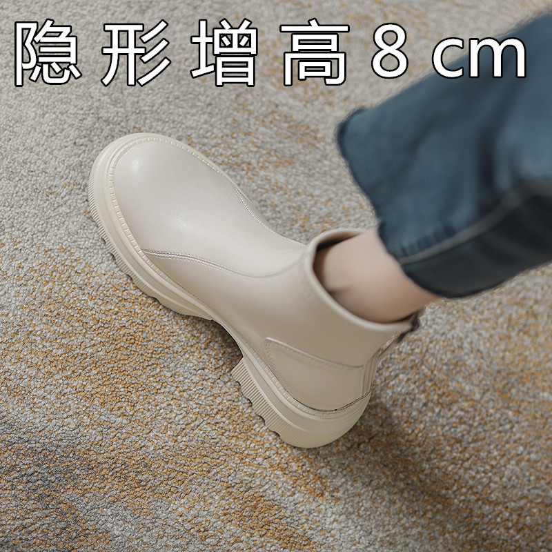 British style Martin boots for women autumn and winter 2023 new small hidden height increasing thin boots thick bottom popular white ankle boots