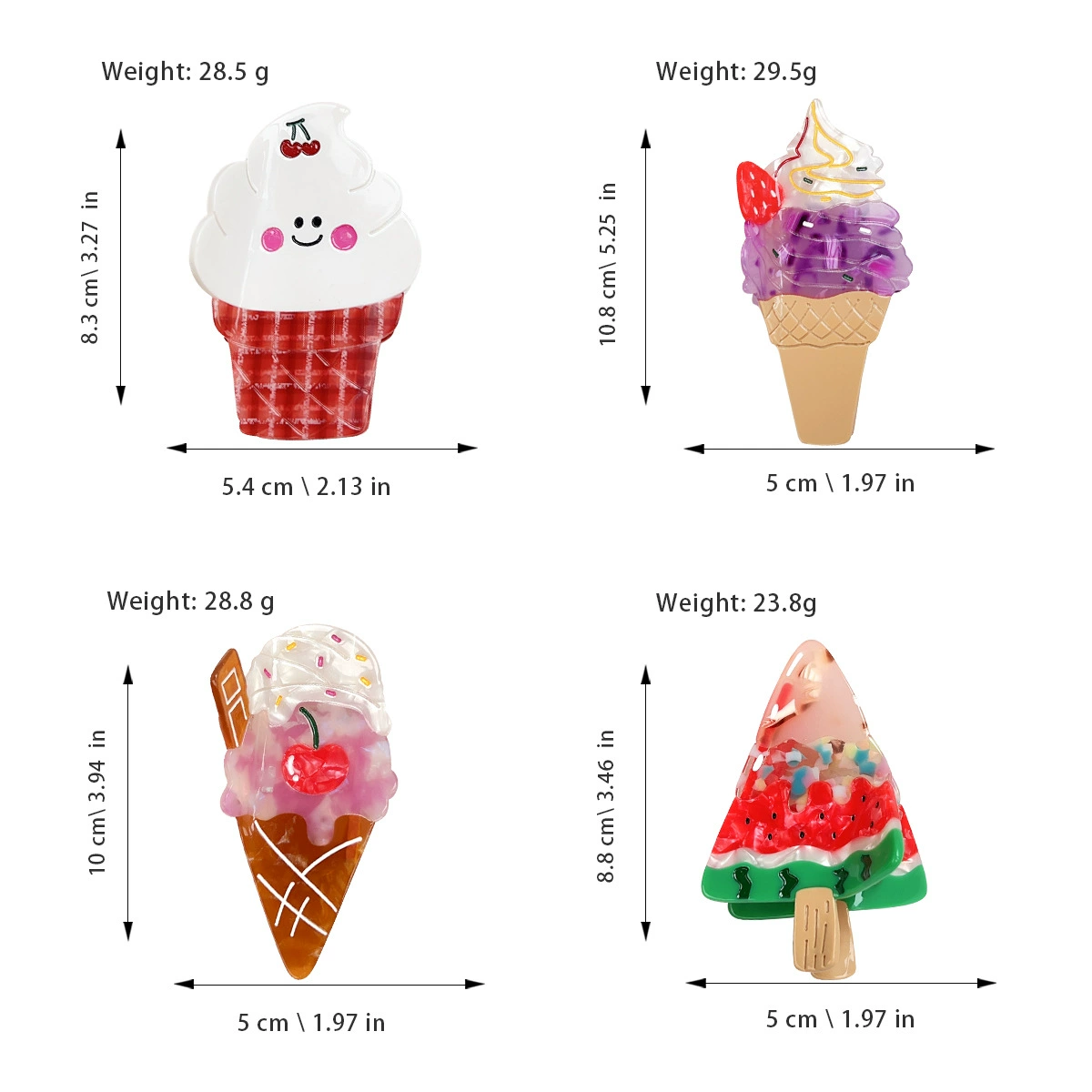 Свежий краб заколка для ice cream, заколка для волос акула, милая аксессуар для волос