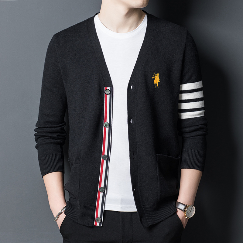 Paul genuine goods Men's V-neck Wool Cardigan New Spring and Autumn Knitwear Jacket Casual Top Trendy Brand Sweater