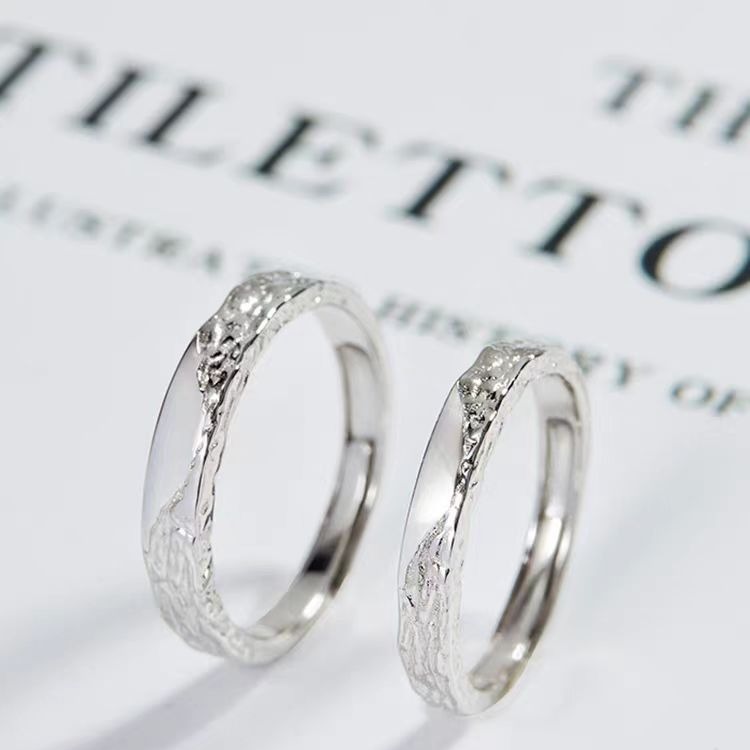 Sweet Erosion Glacier Couple Ring A Pair of Explosive Niche Design Adjustable Ring Valentine's Day Gift Engagement Wedding