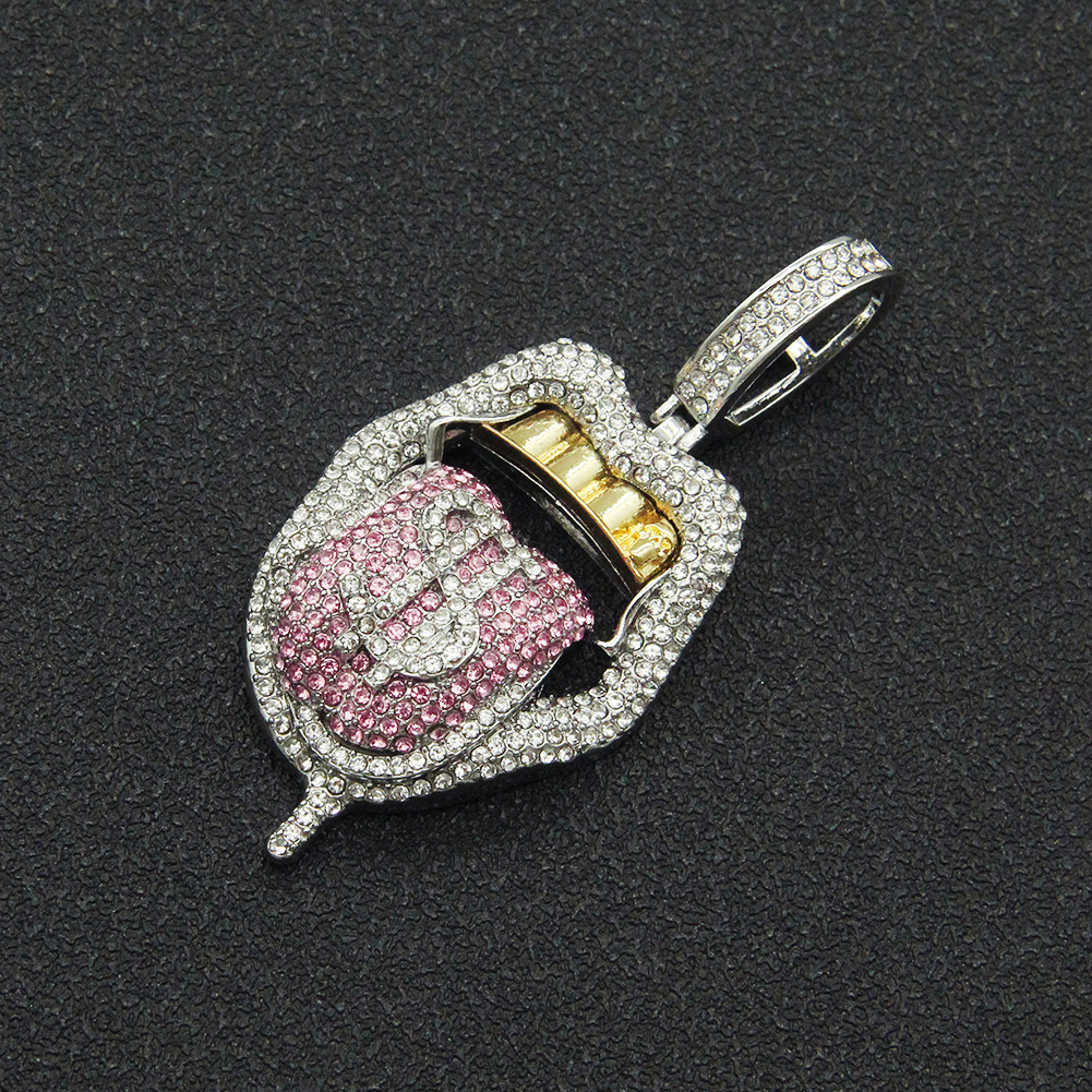 Fashion Full Of Diamond Three-dimensional Dollar Tongue Alloy Necklace display picture 4