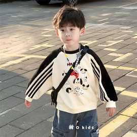 秋冬季新款男童卡通立体玩偶插肩袖加绒加厚卫衣百搭儿童酷帅上衣