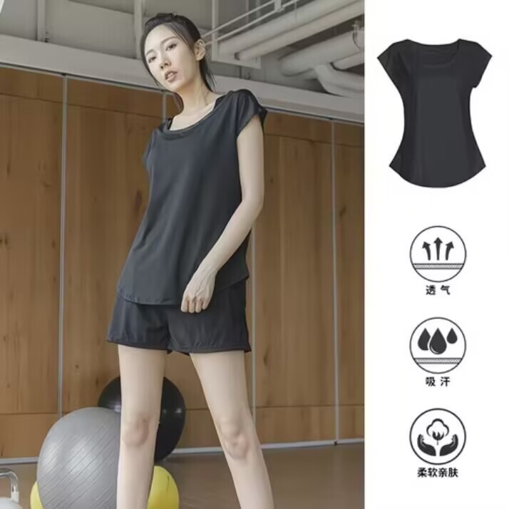 Quick-dry sports top for women, yoga wear, 2026 new model, short-sleeve t-shirt, running training fitness wear, summer suit, plus size Quick-dry sports top for women, yoga wear, 2026 new model, short-sleeve t-shirt, running training fitness wear, summer suit, plus size