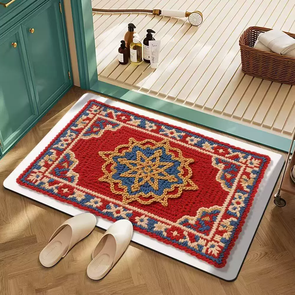 Креативные шерстяные коврики для ванной комнаты в китайском этническом стиле, диатомовая грязь, нескользящие дверные коврики для ванной комнаты, мягкие коврики для входа в туалет