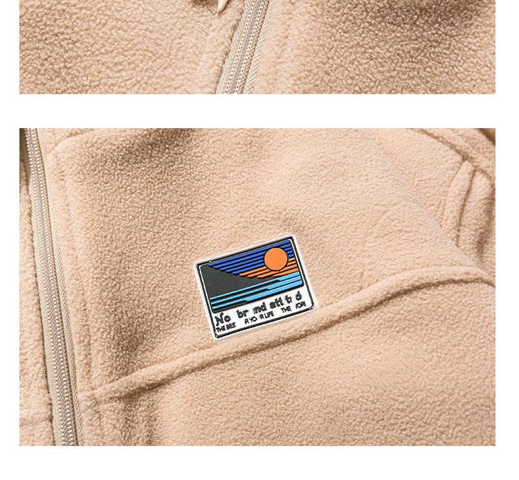 Nouvelle veste en laine d'agneau, sweat à capuche en polaire pour homme, col montant automne et hiver, polaire polaire, veste décontractée pour étudiant pour vêtements d'extérieur_voghion.com