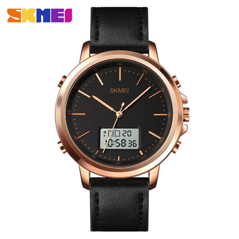 Skmei 1652 simple creativo reloj de los hombres europeos y americanos negocios trabajo doble pantalla electrónica reloj luminoso