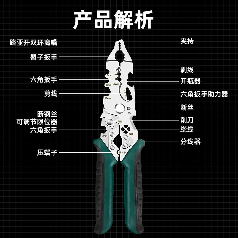 越境してよく売れている電気工の専用の多機能の路亜剥線のはさみの光ファイバーの抜線のはさみのケーブルの線のはさみ|undefined