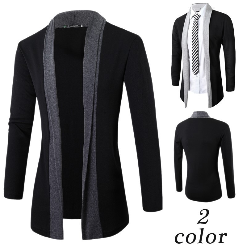 Long sleeve color knit men's jacket men'...