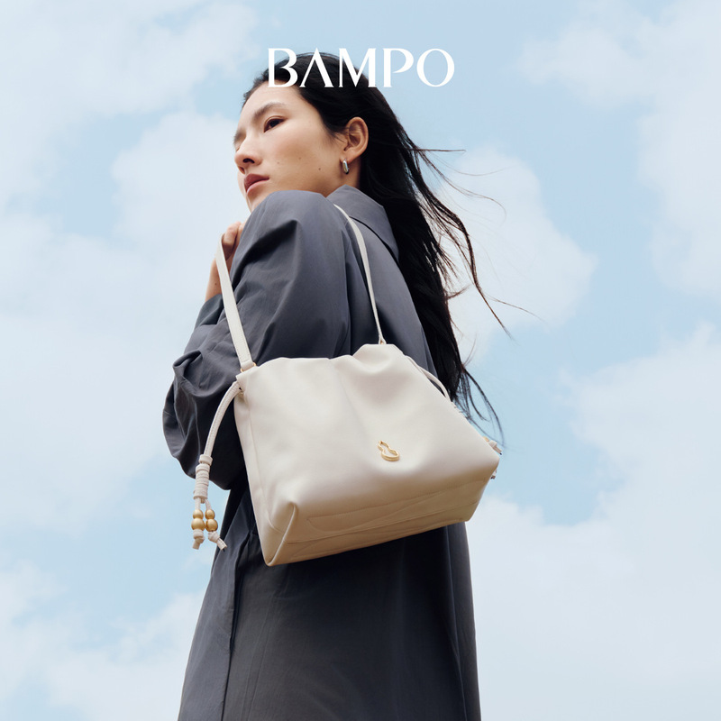 BAMPO 半坡願い雲バッグ小さな第一層牛革脇の下シングルショルダー 2025 新しいゴミ袋クロスボディバッグ|undefined