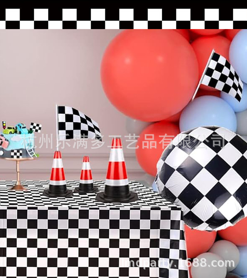 跨境12支PE塑料黑白格子F1赛车信号旗 赛车主题装饰黑白格手摇旗-阿里巴巴