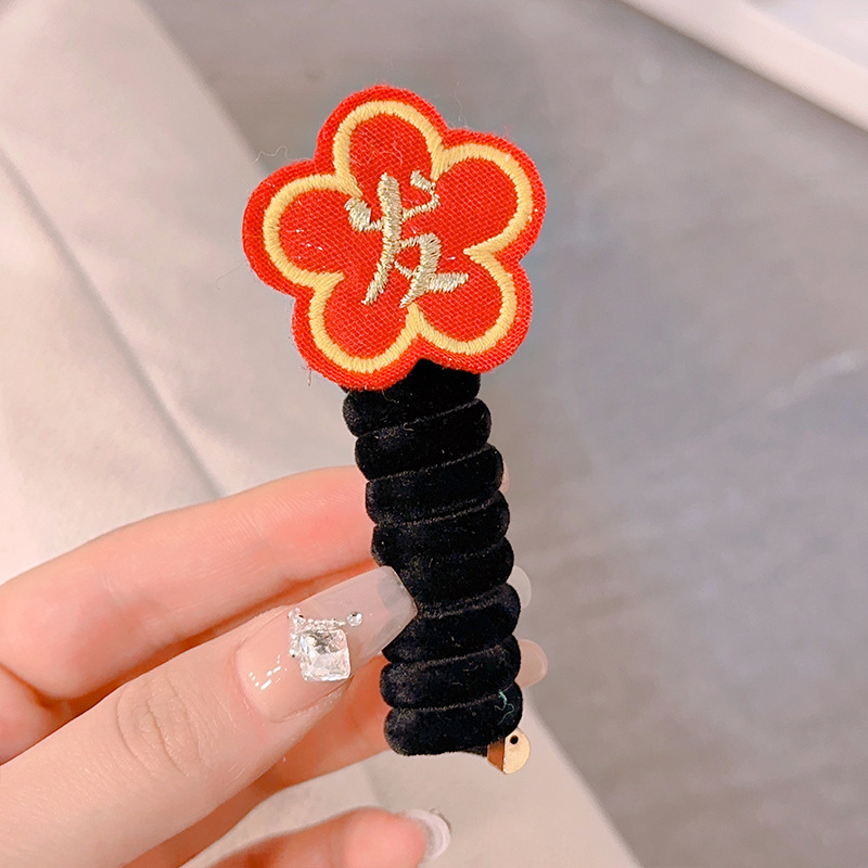 Felpa Año Nuevo accesorios para el cabello para niños línea telefónica rica banda para el cabello cuerda para el cabello Velvet Cherry Bow banda de goma banda para el cabello