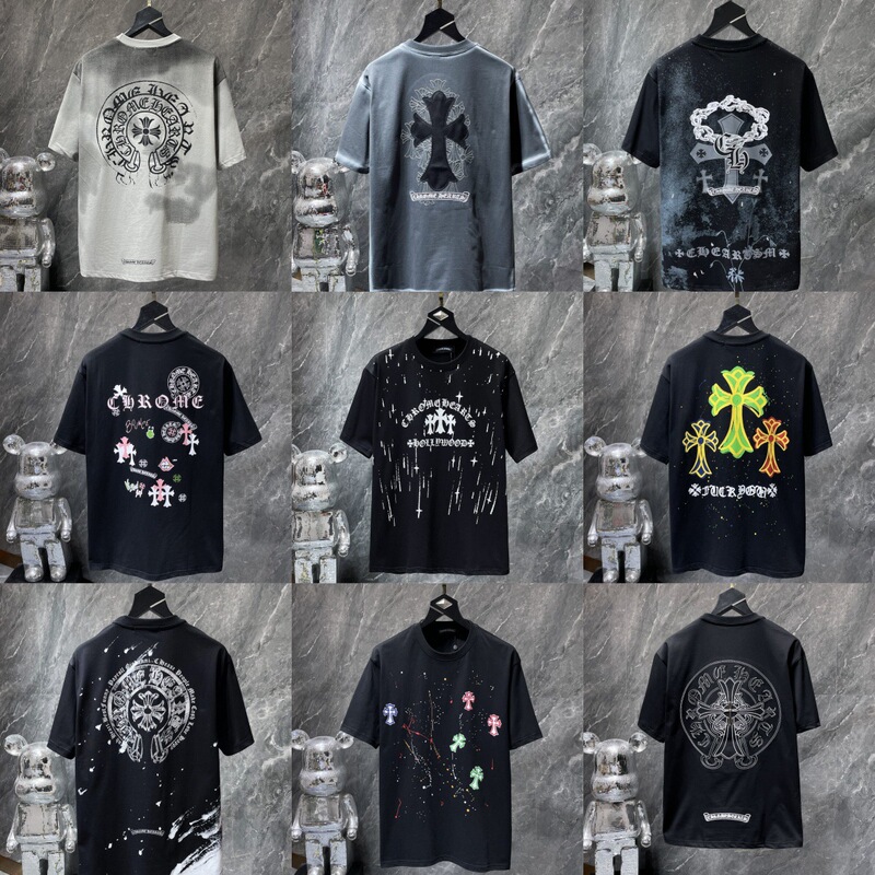 Cross-Border Chrome Hearts25Ss New Correct Version Summer Short-Sleeved European and American Street Fashion Unisex T-Shirt Cross-Border Chrome Hearts25Ss New Correct Version Summer Short-Sleeved European and American Street Fashion Unisex T-Shirt