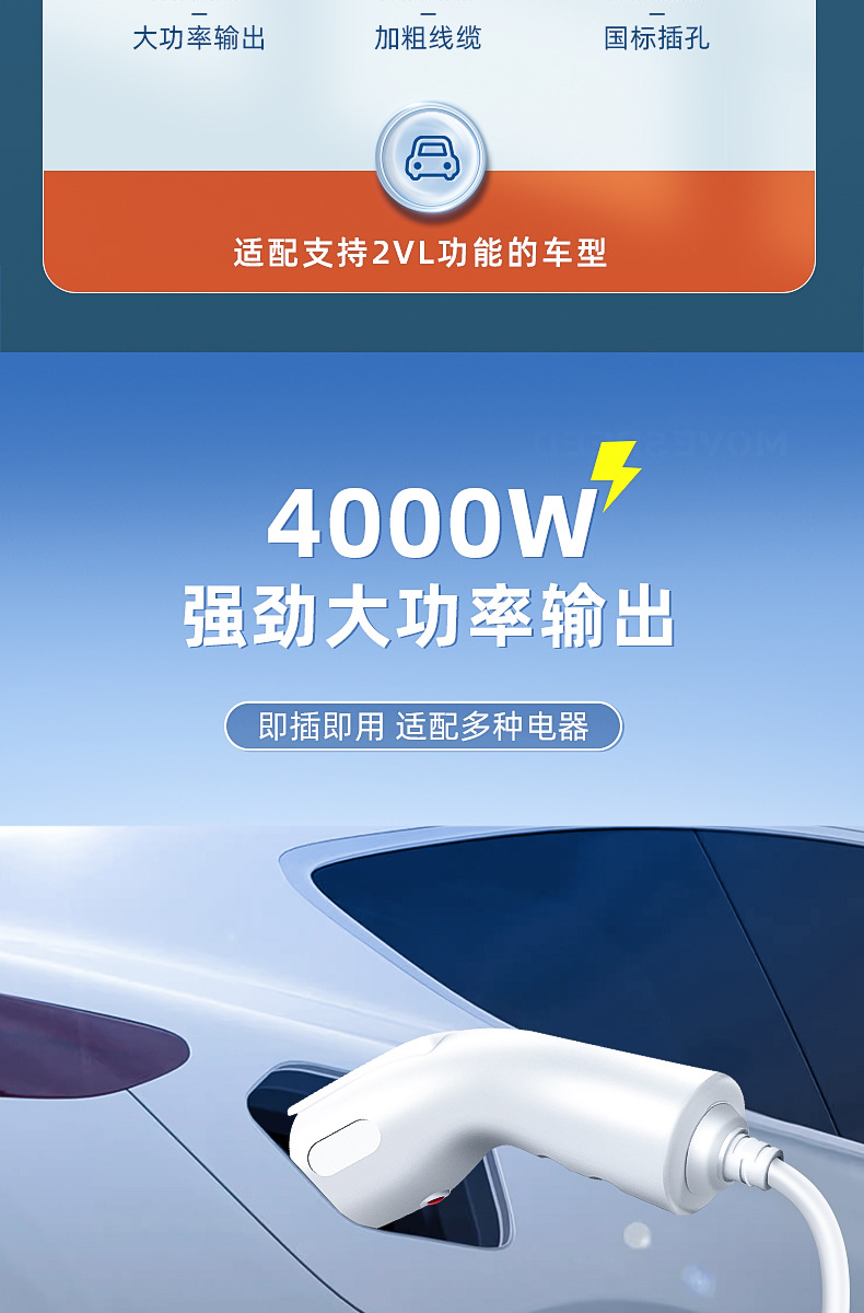 New Energy Vehicle Discharge Gun, External Discharge Plug Device, High-Power Power Strip, Outdoor Camping Essential, Overload Protection