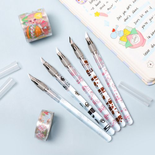 Cute notebook pen knife, paper cutting knife, pen knife, cutting sticker tape, portable pen-type multi-purpose carving knife