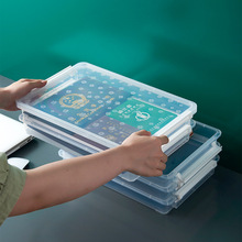 出口日本桌面方形证件收纳盒透明塑料多层整理盒办公室抽屉收纳盒