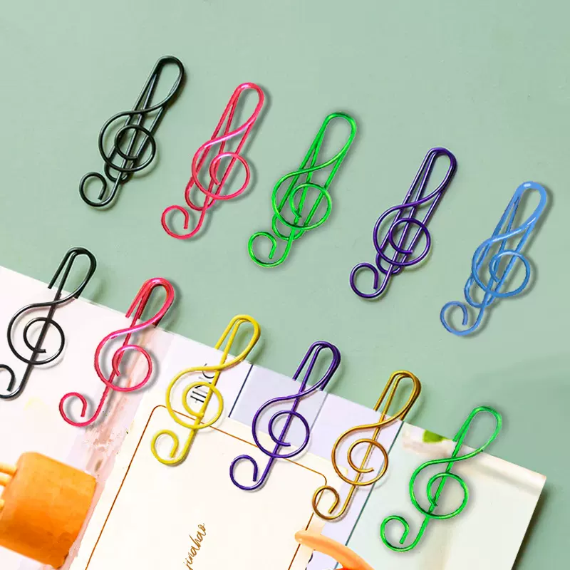 彩色音符回形针pet彩色包塑线音乐曲别针10色可选万字夹厂家现货