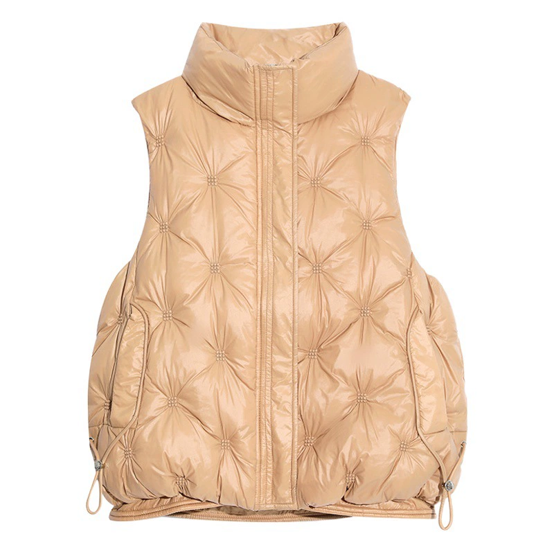 Пуховик хлопковый жилет женский 2023 новый осенне-зимний жилет яркое лицо без стирки модный жилет Западной моды куртка пальто