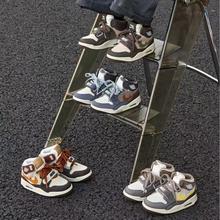 X-AIZU童鞋2025秋款潮牌气垫空军男女童高帮休闲运动板鞋篮球鞋