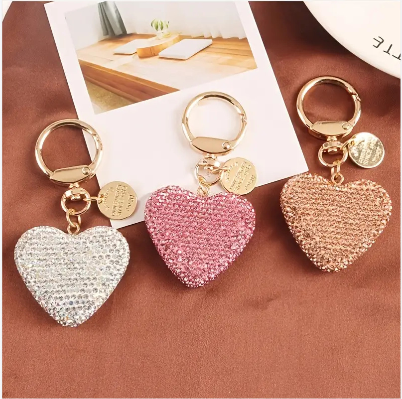 Korean Style Heart Shape Rhinestone Unisex Bag Pendant Keychain display picture 2