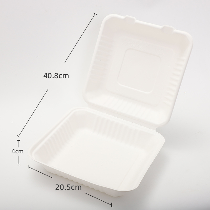 Caja de hamburguesas desechable personalizada Degradable Food Grade Commercial Cupertino caja de frita caja de bloqueo caja de pulpa doméstica