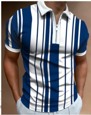 Deportes de verano para hombres, solapa suelta transpirable, cremallera de manga corta, chaqueta de polo, camisa POLO de todo fósforo, impresión 3D de moda