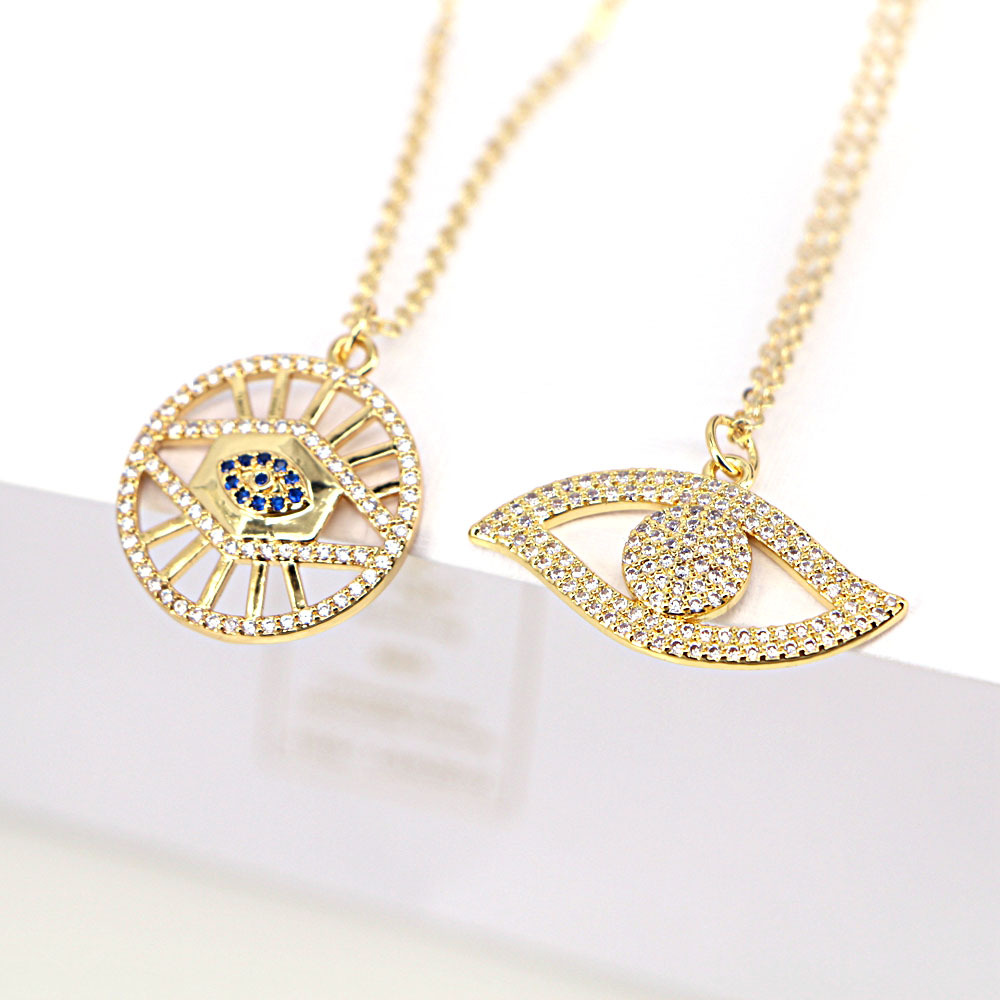 Retro Devil's Eye Pendan Copper Zircon Electroplating Necklace Jewelry display picture 1