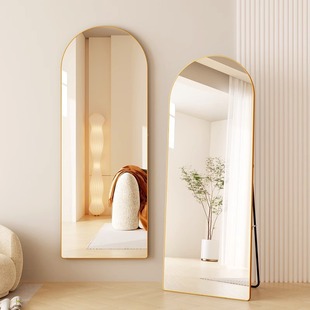 Semi-Circular Full-Body Dressing Mirror for Home Use, Arched for Girls' Bedrooms, Floor-Standing Wall-Mounted Three-Dimensional Large Fitting Mirror, Wardrobe Mirror