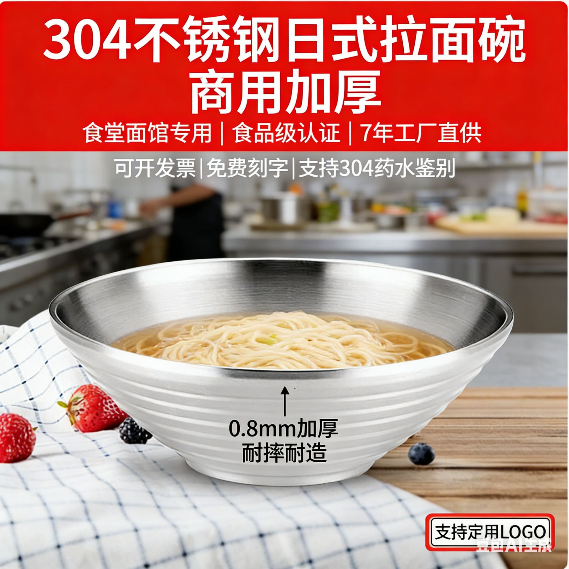 Tazón de ramen de acero inoxidable 304, tazón japonés para fideos fríos, tazón en espiral, tazón tipo trompeta, tazón grande para fideos instantáneos, tazón para hot pot picante image 3