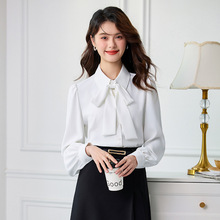 白色雪纺衬衫女春秋2025新款女士气质西装内搭上衣高级感职业衬衣
