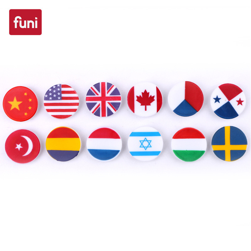 Funi Round Colorful Multi-National Flag Magnetic Particles Office Teaching Magnetic Pins Home Refrigerator Magnetic Sticker Magnets