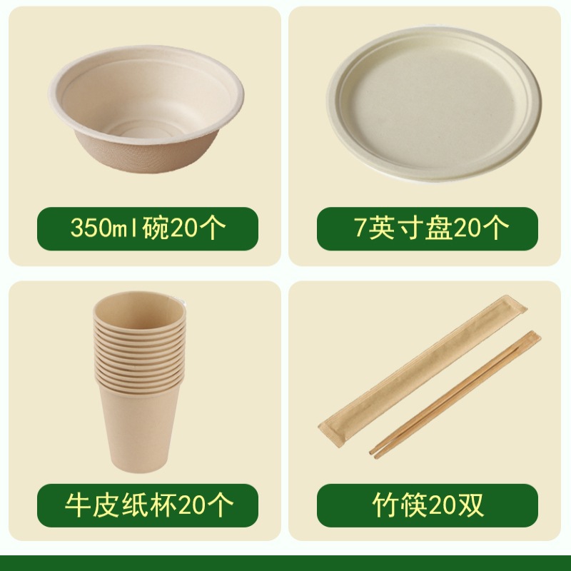 Campus Family Party Bandeja de papel desechable Plato de grado alimenticio Plato de palillos Cuchara Plato de barbacoa grueso y degradable Picnic