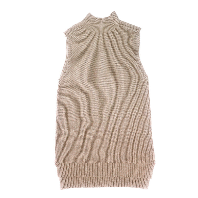 Nuevo estilo coreano de lana suelta Jersey de punto de cuello alto chaleco de lana sin mangas de las mujeres suéter de longitud media chaleco image 6