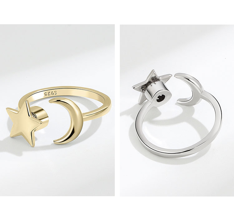 New Rotating Star And Moon Cross-bright Copper Zircon Index Finger Ring display picture 2