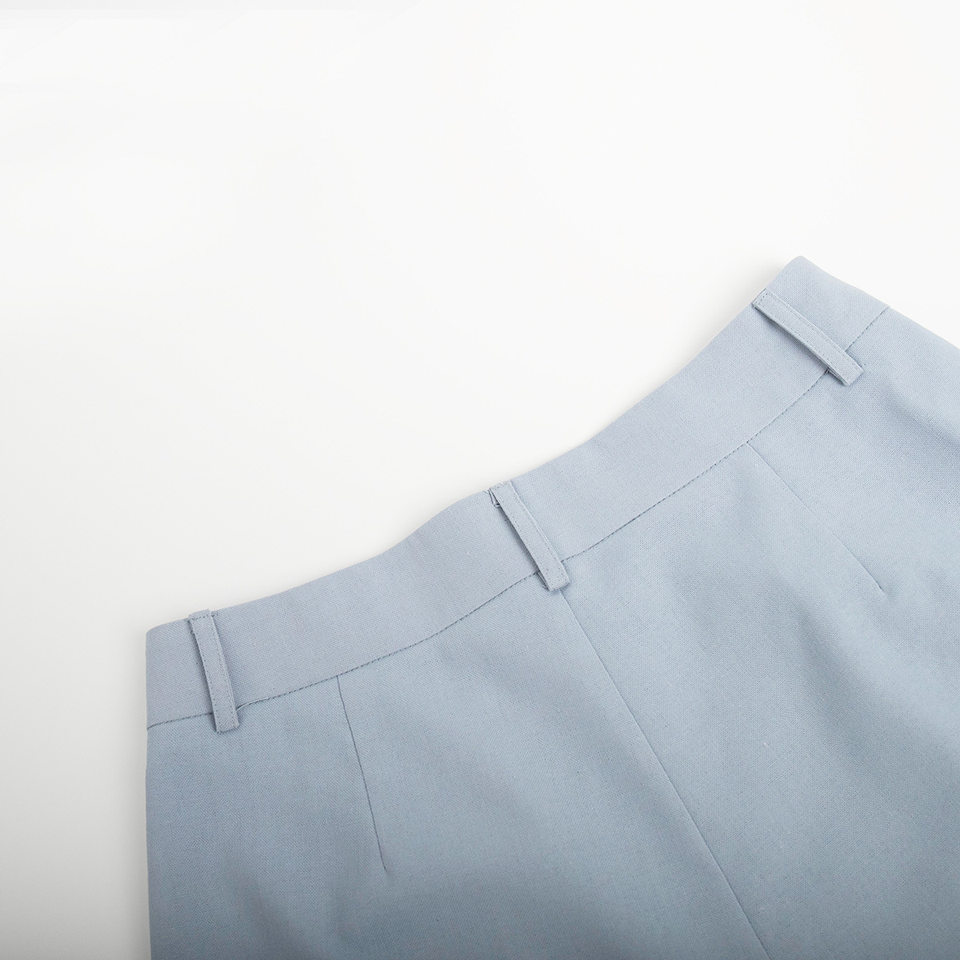 Bộ vest gile và quần short nữ chất liệu lanh cotton, áo khoét vai không tay, kiểu công sở — Màu mơ, Màu nâu đậm, Màu trắng, Màu xanh nước biển chi tiết 63